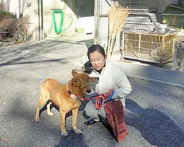 保護されたワンちゃんと代表の金木さん